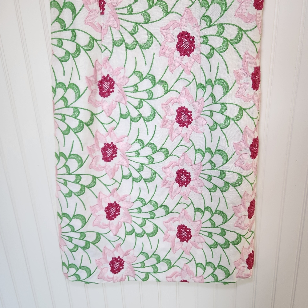 Talbots White Floral Sheath Dress with Pink & Green Print - Picture 3 of 7